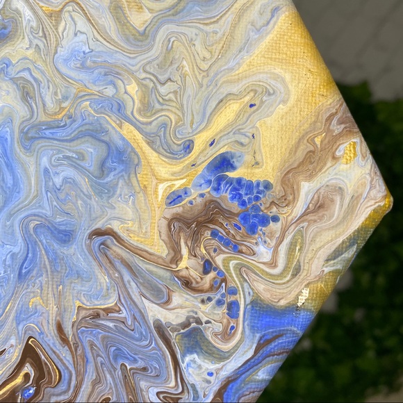 Original Poured Painting OOAK Pastel Blue Wall Art - Picture 4 of 6